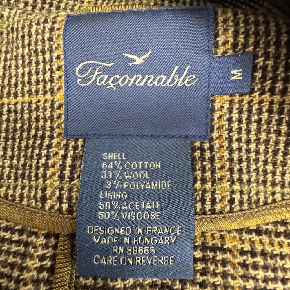 Vtg Faconnable Stylish Plaid European Style Coat Old Money Academia - Picture 6 of 8